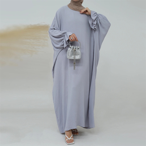 Abaya Papillon Modeste en Crêpe Jazz de Qualité Supérieure OEM, Robe de Prière Islamique pour l'Aïd et le Ramadan, Style Dubaï, avec Manches à Volants - Product Image 1