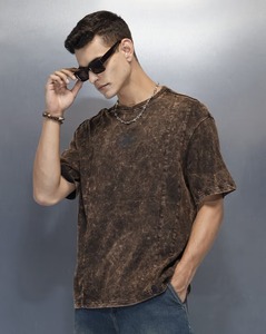 Camiseta de hombre oversize de corte holgado con hombros caídos, manga corta, de algodón, estilo casual y streetwear - Product Image 1