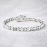 Bracelet tennis en diamant taille brillant 5 carats, or blanc massif 14 carats, 10g, bijou de poignet minimaliste et raffiné pour femme, cadeau de mariage ou de fête