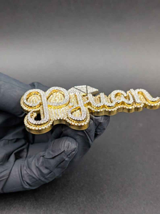 Lab Grown Diamond <b>Custom</b> <b>Name</b> Pendant White Yellow Gold Hip Hop Iced Out Script Letter <b>Necklace</b> Luxury Statement Jewelry Gift - Product Image 2
