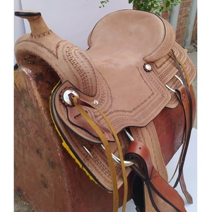 Selle de cheval western en cuir pleine fleur tanné, sculptée à la main, avec sangles latigo, de 10 à 18 pouces, LLT - Product Image 2