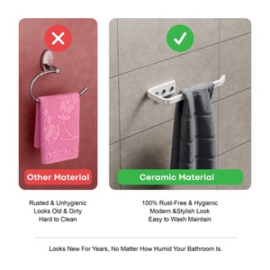 Contemporary Bathroom Accessories <b>Ceramic</b> Towel <b>Ring</b> Wall Mounted Towel Bar Toilet Roll Holder Hotel Bathroom Accessories <b>Ring</b> - Product Image 5