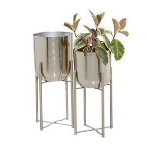 Minimalist Design Planters Set of 2 Floor Display Sheet Iron Planter Flower Pots With Stand Living Room Balcony Home Decoration - Product Image 1