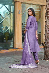 Conjunto de Kurti Lavanda para Mujer, Muy Moderno, Manga 3/4, Corte Vaticano, Completamente Cosido, para Ocasiones Formales y Festivas - Product Image 6