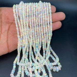 Flashy éthiopien opale lisse Rondelle perle 4-6mm 16 pouces pierre précieuse naturelle pour la fabrication de bijoux - Product Image 1