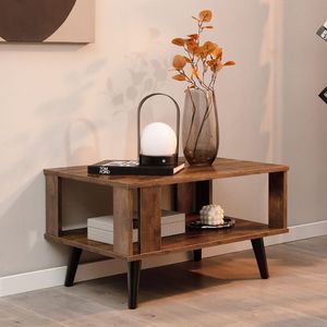 Tavolino Laterale Compatto Stile Retrò Mid-Century con Ripiano Portaoggetti, Tavolino da Salotto in Acciaio Resistente - Product Image 3