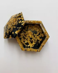 Luxury Hexagon Epoxy Resin Jewelry <b>Box</b> with Rose Gold Foil Decorative Storage <b>Box</b> Handmade <b>Trinket</b> <b>Box</b> Ring <b>Box</b> Gift <b>Box</b> - Product Image 2
