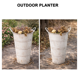 Jarrones de Metal Galvanizado Estilo Rústico Francés para Flores Cortadas, Decoración del Hogar y Centro de Mesa para Bodas - Product Image 4