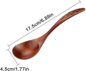 สินค้ามาใหม่ คุณภาพสูง ช้อนกาแฟชาไม้ธรรมชาติขนาดเล็ก ทำด้วยมือ ป้องกันการลื่น ด้ามยาว สำหรับรับประทานอาหาร - Product Image 3