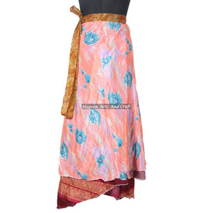 Nueva Falda Larga de Seda Estilo Bohemio Gitano para Niñas, Sarong, Arte y Artesanía, Sari de Seda Vintage Indio - Product Image 5