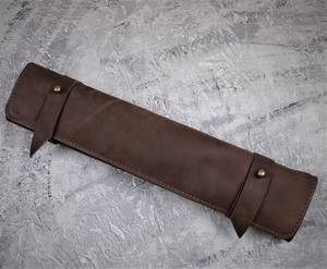 Sac de Rangement Enroulable en Cuir de Haute Qualité pour Couteaux de Chef et Outils Multiples - Vente en Gros LKR-0275 - Product Image 5