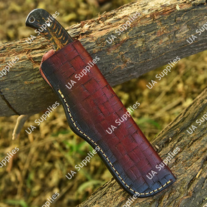 Cuchillo Skinner UA Supplies de Hoja Fija de Acero de Damasco con Punta Caída y Mango de Piña para Caza y Camping al Aire Libre, Longitud Personalizable - Product Image 6