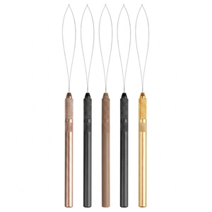 Wholesale Multi Color Metal Handle Hair Extension Loop <b>Needle</b> Micro Links Wire <b>Threader</b> Pulling Hook Set Salon Beauty Tool - Product Image 1