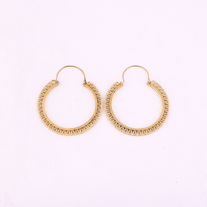 Pendientes de Aro Grandes de Latón Chapado en Oro Estilo Balinés para Mujer, Tamaño 65x55MM - Product Image 1