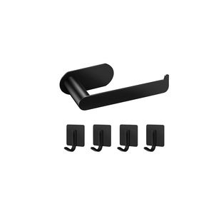 Porte-rouleau de papier toilette en métal noir, en forme de poignée de porte, pour salle de bain et cuisine, support mural - Product Image 1