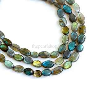 Perles ovales en labradorite naturelle, labradorite bleue feu, perles de pierres précieuses lisses, 6x8mm à 7x10mm, perles de labradorite pour la création de bijoux - Product Image 3