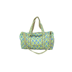 Cotton Quilted Floral Printed Lightweight Zipper Portable Duffle Shoulder <b>Bag</b> <b>Overnight</b> Luggage Large Travel Holiday - Product Image 4