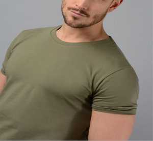 Men's Olive Green Regular Fit Short Sleeve <b>100</b>% <b>Polyester</b> T-<b>Shirt</b> O-Neck Casual Pattern Front Knitted Breathable Eco-Friendly - Product Image 2