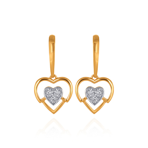 Pendientes Colgantes de Lujo con Forma de Corazón en Oro de 18K con Diamantes Incrustados para Mujer, Joyería Fina de Moda - Product Image 1