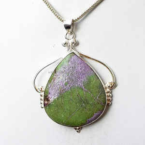 Colgante bohemio de Plata de Ley 925, piedra preciosa de purpurita Natural envejecida, joyería chapada en oro hecha a mano para ella para compromiso - Product Image 6