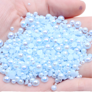 Meilleures ventes 5-12mm mélange tailles 1000 pièces beaucoup de couleurs colle résine demi Flatback perles strass pour vêtements robes bricolage décoration - Product Image 1
