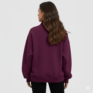 Sweat-shirt ample à col montant pour femme, imprimé, à sequins, couleur unie, en molleton, 100 % coton, personnalisable avec logo, prix abordable - Product Image 5
