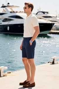 Polo à manches courtes blanc uni pour homme, col boutonné décontracté - Product Image 3