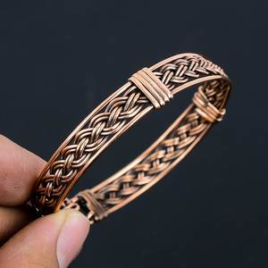 Brazalete de cobre envuelto en alambre para hombre, brazalete unisex, brazalete de cobre oxidado, brazalete para regalo - Product Image 3