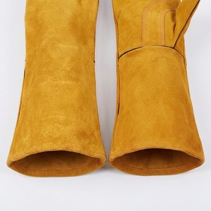 Gants de soudage en cuir de vachette jaune renforcé de qualité supérieure, résistants à la chaleur, longs, résistants à l'abrasion, gants de sécurité pour le travail - Product Image 6