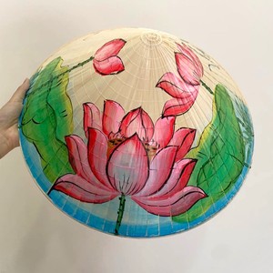 Straw hats for women hand-woven non la painted cone shaped palm leaf hat for daily outdoor uses - Product Image 2