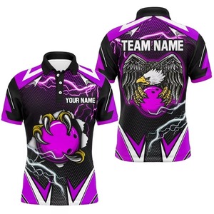 Custom Quick Dry Breathable Anti-Wrinkle 100% Polyester Short Sleeve <b>Bowling</b> Team for Shirt Sublimated Design Printed for Men - Product Image 5