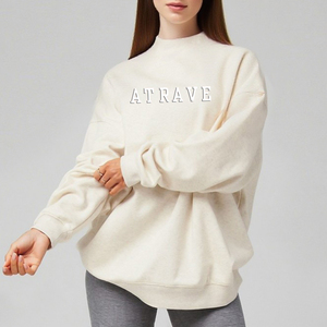 Wholesale Manufacture Women Oversized Mock Neck 100% Cotton <b>Material</b> Comfortable Loose baggy Style Customised Logo - Product Image 3
