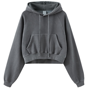 Latest Style Custom Color Printed Women <b>Winter</b> Crop <b>Top</b> Hoodies 100% Cotton Fleece Breathable Front Logo Ladies Cropped Hoodie - Product Image 6