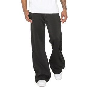 Men's Black Harem Pants With <b>White</b> Bandana Side Stripe Elastic Waist Casual Summer Wear Lightweight Cotton <b>Joggers</b> - Product Image 2
