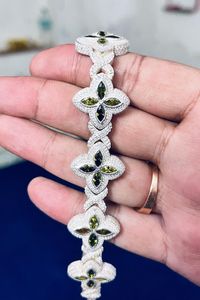 Green Peridot Marquise And Round Moissanite <b>Infinity</b> Link <b>Bracelet</b> For Unisex 925 Silver Fine Hip Hop Party Gift For Partner - Product Image 6