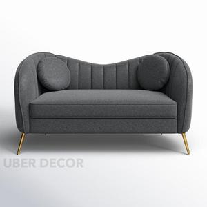 Sofá Agen de 2 plazas moderno con patas doradas, sofá trasero curvo contemporáneo, detalles con mechones, personalizable para sala de estar - Product Image 4