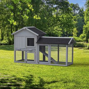 Conigliera da Esterno in Legno con Rampa e Vassoio Rimovibile, Gabbia per Conigli e Arredamento per Animali Domestici - Product Image 1