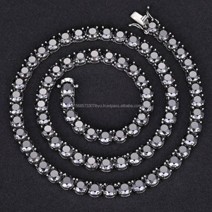 925 Sterling Silver GRA Certified Luxury 5MM <b>Black</b> VVS Moissanite Tennis <b>Chain</b> <b>Necklace</b> - Product Image 1