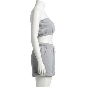 Conjunto de Dos Piezas para Mujer, Estilo Nuevo, Color Sólido, Top Tubo Elástico por Encima de la Rodilla, Pantalones Cortos de Cintura Alta, 100% Algodón Transpirable 2026 - Product Image 2