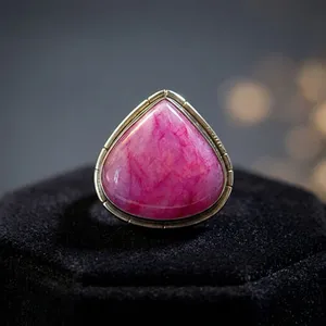 925 Sterling Silver Pink <b>Moonstone</b> Statement <b>Ring</b> Natural Gemstone Handmade Vintage Jewelry Women's Fashion - Product Image 4