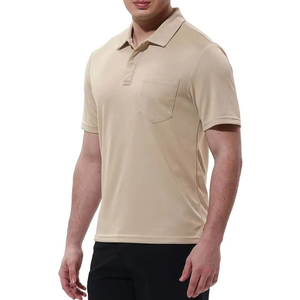 Polo de Manga Corta para Hombre de Alta Calidad en Oferta, Color Beige Sólido, con Bolsillo, Informal, Tejido Transpirable, Corte Regular - Product Image 3