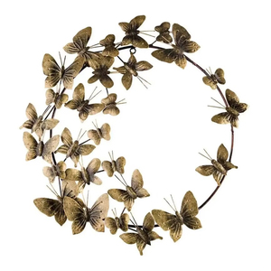 Elegante Corona de Mariposas de Metal Dorado, Impresionante Escultura de Pared Hecha a Mano, Marco Redondo Decorativo, Perfecto para Adornos Modernos del Hogar - Product Image 2