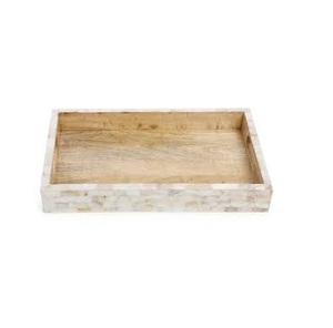 Bandeja de madera y nácar, organizador decorativo de lujo y bandeja de almacenamiento de nácar, la más vendida a precio mayorista. - Product Image 1