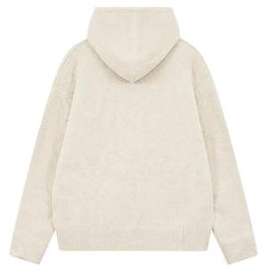 Sweat à capuche zippé en tricot beige avec emblème – Confortable et élégant pour hommes et femmes, idéal pour les tenues décontractées et quotidiennes - Product Image 2