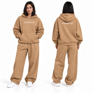 Conjunto de Sudadera con Capucha y Pantalones de Forro Polar Rojo para Mujer, Estilo Urbano, Corte Regular, 2 Piezas, Ropa de Invierno 100% - Product Image 3