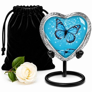 Urne funéraire pour animaux de compagnie en forme de cœur blanc avec motif chat et papillons dorés pour la cendre des animaux, décoration, souvenir, urne commémorative pour cendres de crémation - Product Image 6