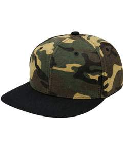 หมวกแก๊ปปีกแบนสีเขียวลายพรางและสีดำ ปรับขนาดได้ ผลิตจากผ้าฝ้าย เหมาะสำหรับทุกเพศ สไตล์สตรีทแวร์ แฟชั่นลำลอง ขายส่ง - Product Image 1