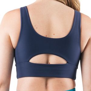 Navy <b>Blue</b> Women's Medium Support for Cup Lightweight Sports <b>Bra</b> with Front Logo Breathable for Workout Fitness Yoga Training - Product Image 3