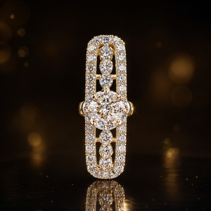 Premium 14K <b>Gold</b> Wedding Band <b>Ring</b> with Layered CZ Stone Design Elegant Bridal Jewelry for Women - Product Image 1