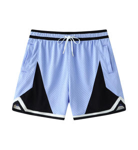 Shorts de basketball pour hommes style streetwear, séchage rapide, en polyester, avec logo personnalisé, bord droit, en maille - Product Image 5